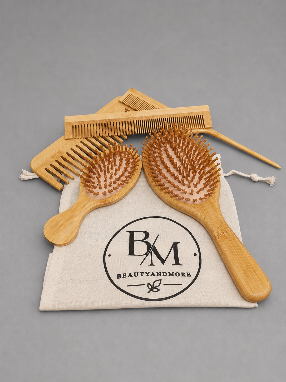 5 Piece Bamboo Hair Brush set